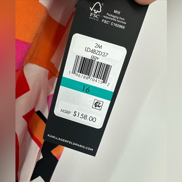 Karl Lagerfeld Women's Logo Print Belted Midi Dress Size 16 - Picture 6 of 8